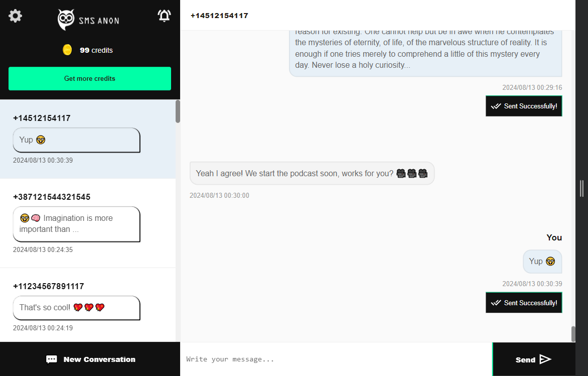 SMSAnon Dashboard